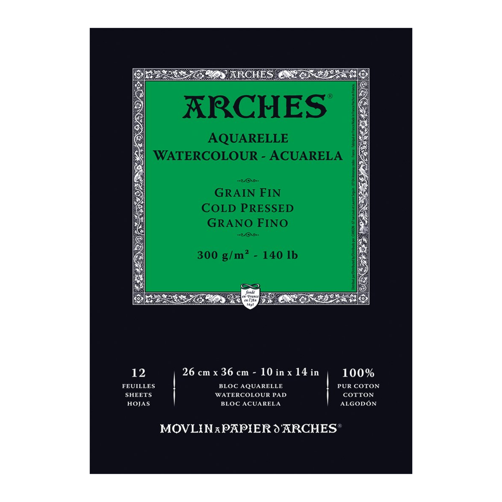 Arches Watercolour Pad CP 140lb 10" x 14" 12 Sheets