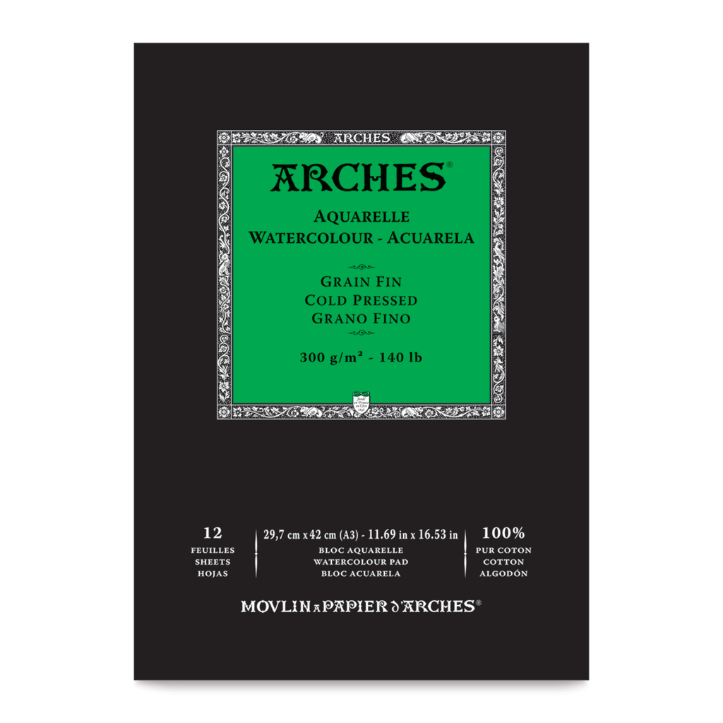 Arches Watercolour Pad CP 140lb 11.69" x 16.53" 12 Sheets
