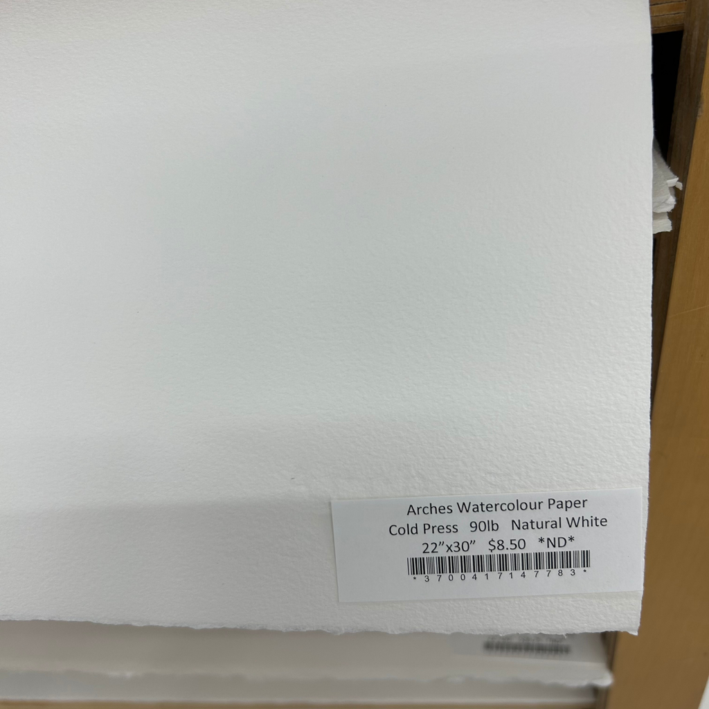 Arches Watercolour Paper CP 90lb Natural White 22"x30" **ND**