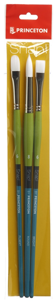 Princeton Brush SNAP Set 5 White Taklon LH 6, Filbert 6,Round 8