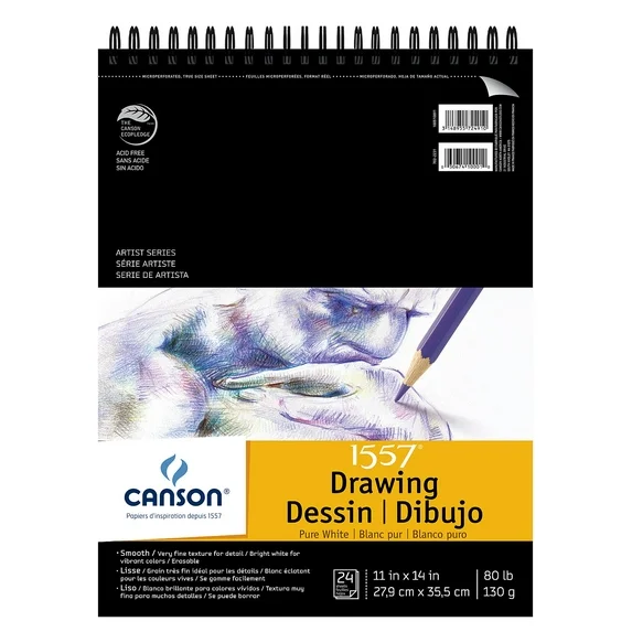 Canson 1557 Drawing Pure White Coil 11x14 80lb