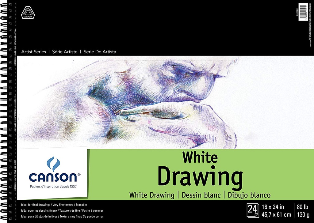 Canson 1557 Drawing White Coil 18x24  111lb