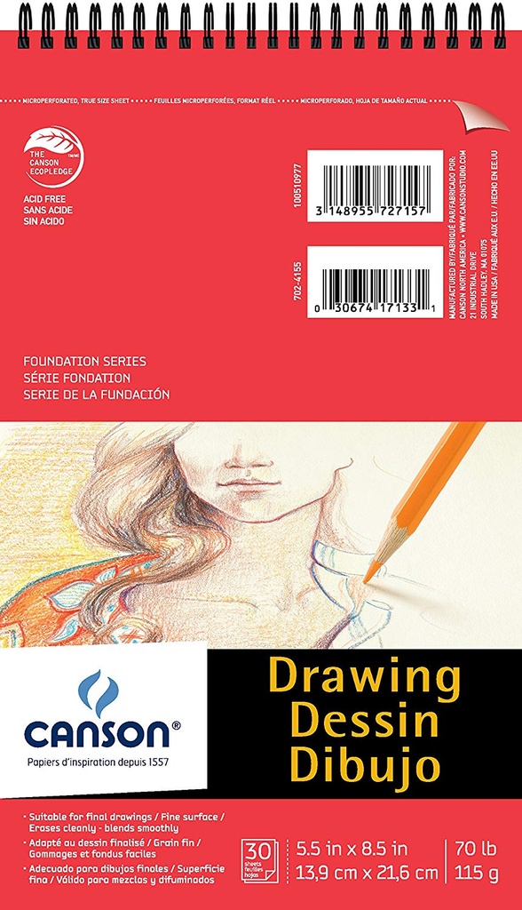 Canson Foundation Drawing Coil 5.5x8.5 70lb