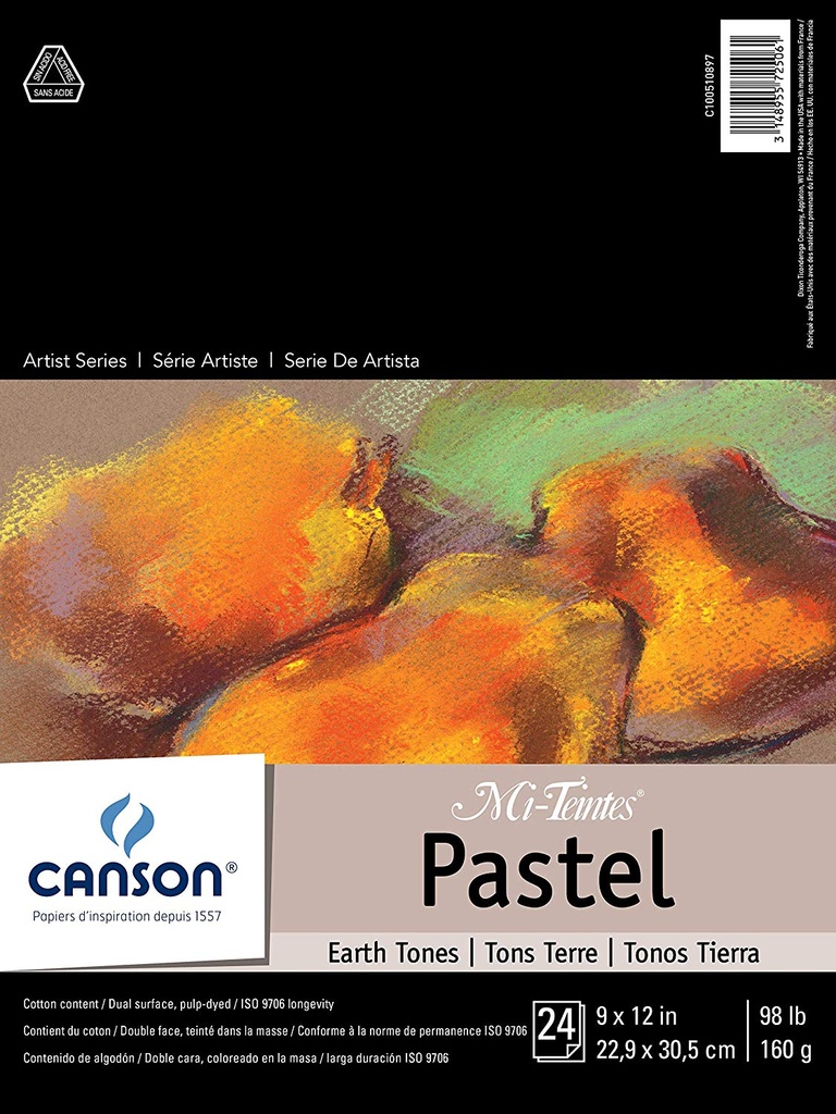 Canson Mi-Teintes Pastel Earth Tones Pad 9x12 98lb
