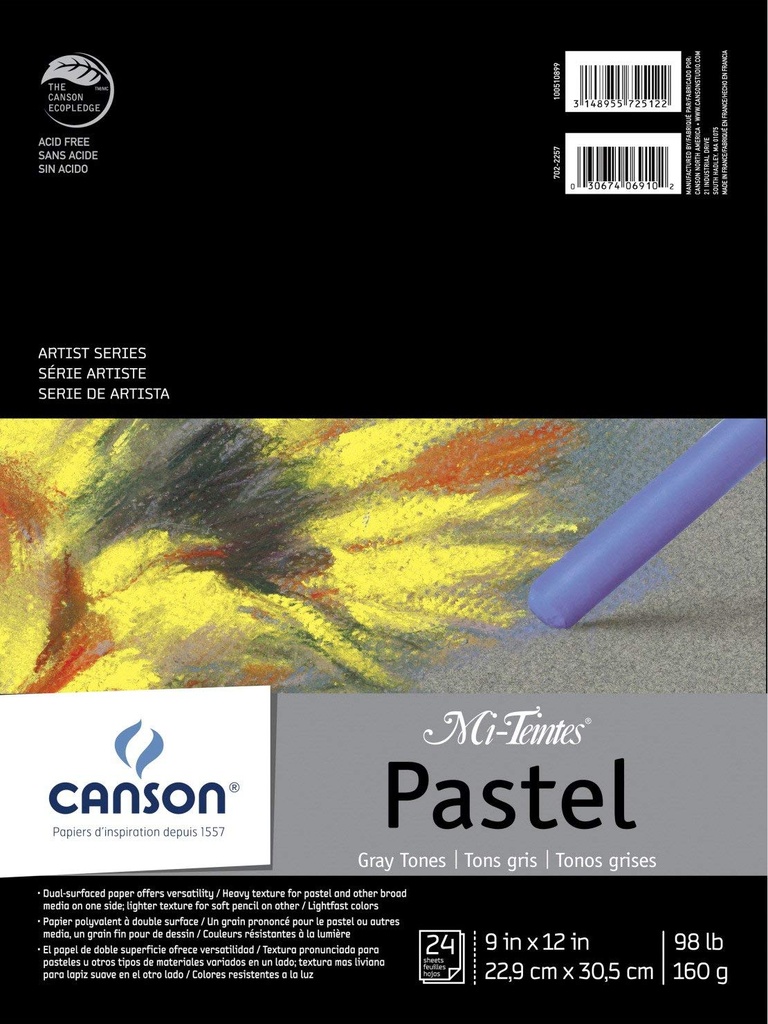 Canson Mi-Teintes Pastel Gray Tones Pad 9x12 98lb