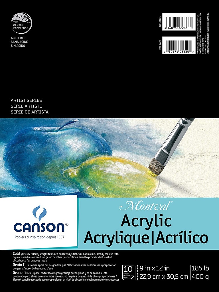 Canson Montval Acrylic Pad 9x12 185lb