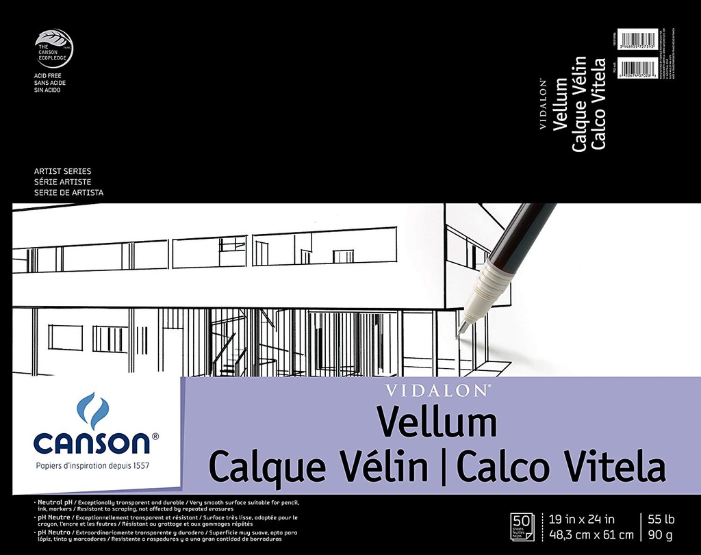 Canson Vidalon Vellum Pad 19x24 55lb