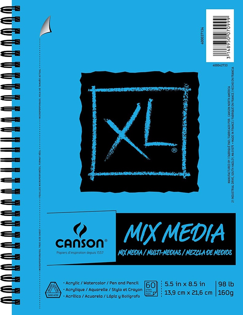 Canson XL Mix Media Coil 5.5x8.5 98lb