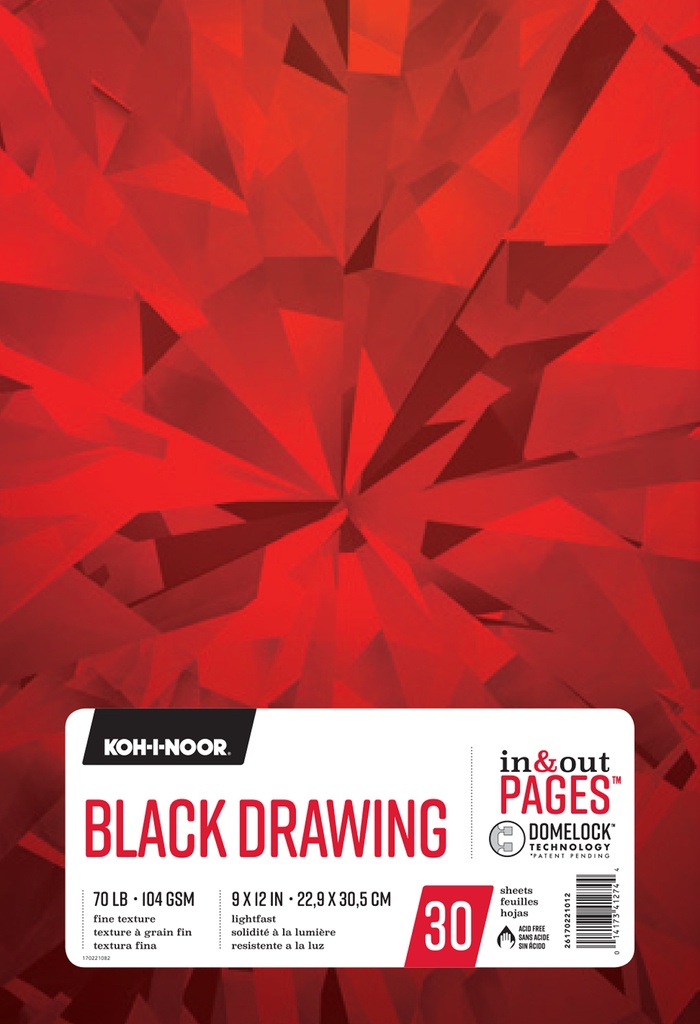 Chartpak Pad in & out PAGES Koh-I-Noor Black Drawing 70lb 9"x12"