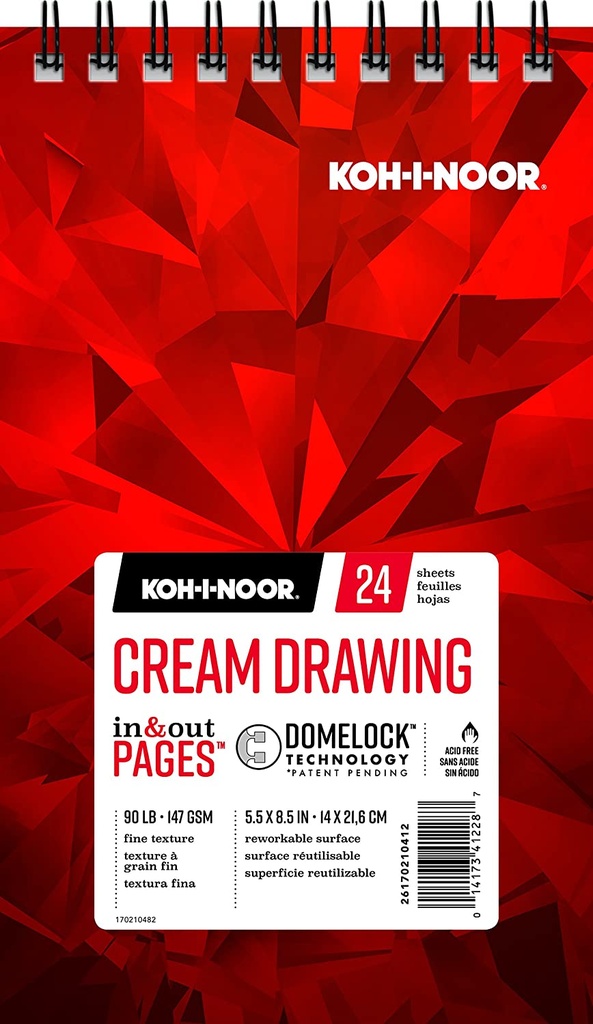 Chartpak Pad in & out PAGES Koh-I-Noor Cream Drawing 90lb 5.5" x 8.5"