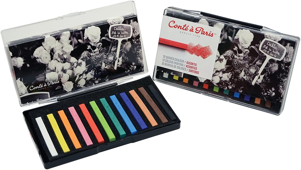 Coloured Carres Plastic Box X 12 Assorted