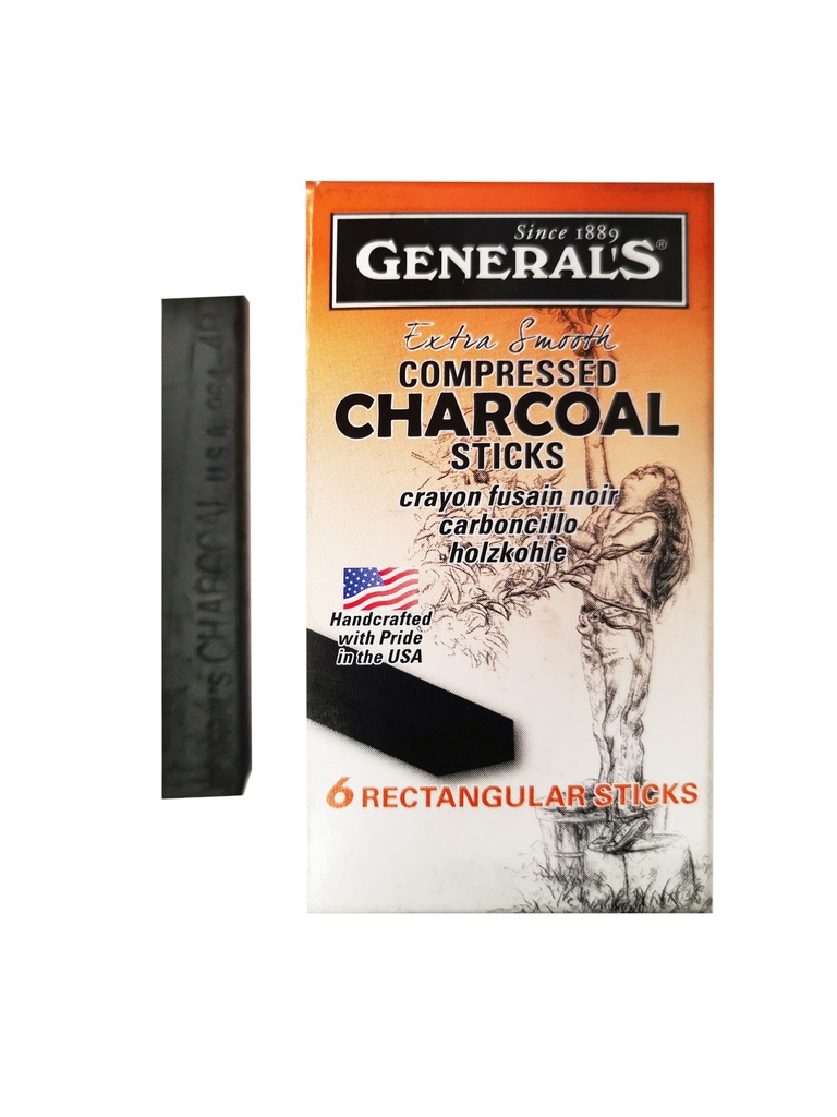 Compressed Charcoal Rectangular Sticks 6 per Box (960-4B)