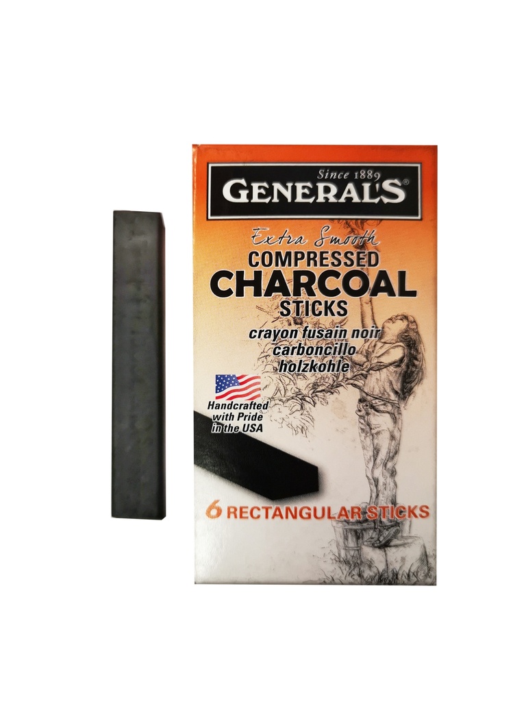 Compressed Charcoal Rectangular Sticks 6 per Box (960-6B)