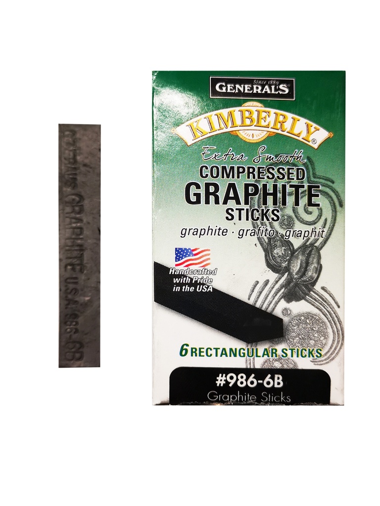 Compressed Graphite Sticks Rectangular 6 Per Box (986-6B)