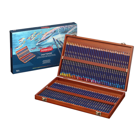 Derwent Inktense Pencil Set 72 Colour in Wooden Box