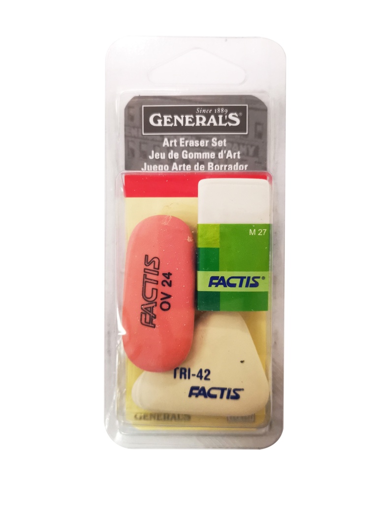 Eraser Set 3 Piece General Clamshell Pack (EP4227)
