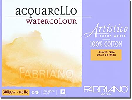 Fabriano Artistico Watercolour Block CP 140lb Extra White 9"x12" 20shts