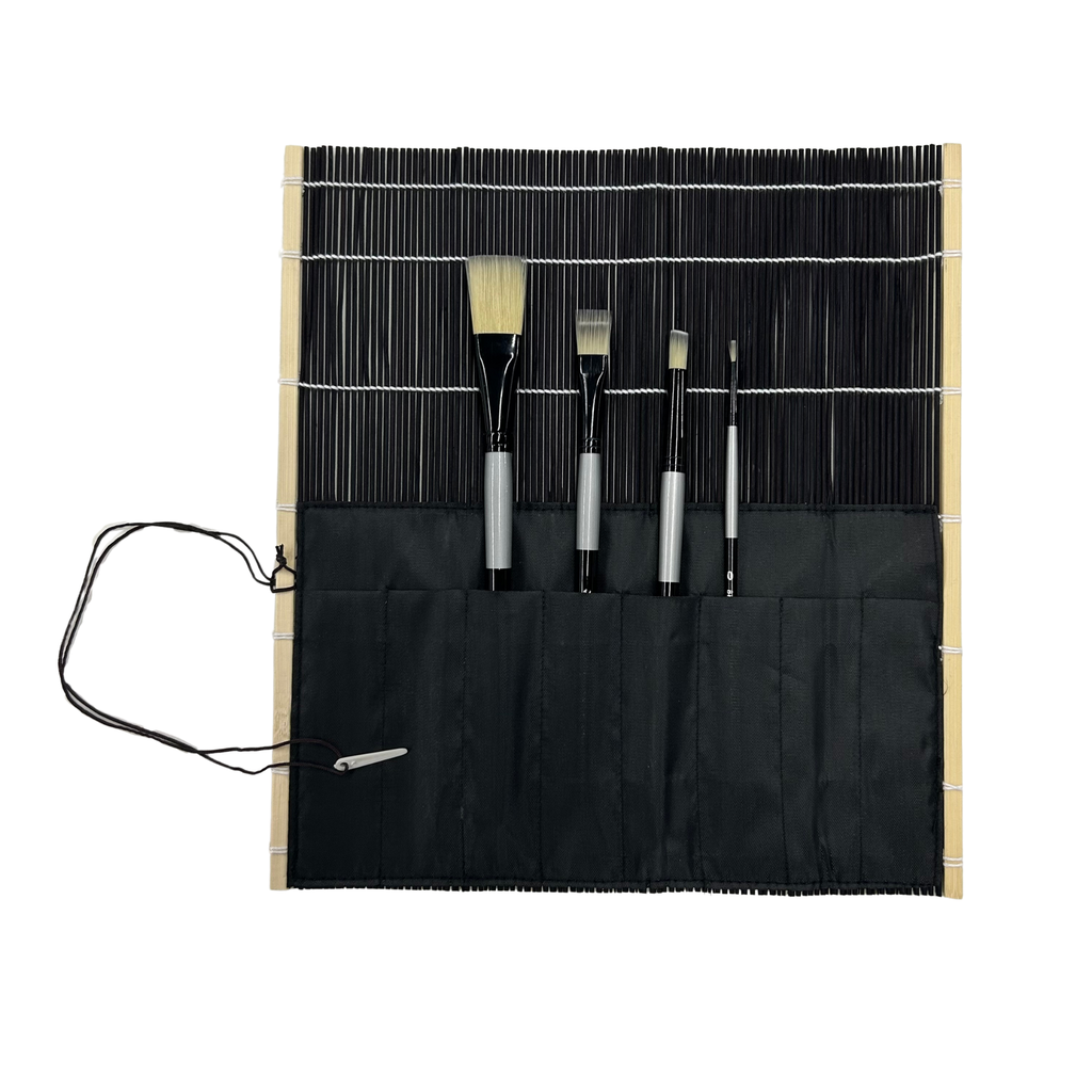 Yasutomo Fudemaki Brush Holder Black with Pockets