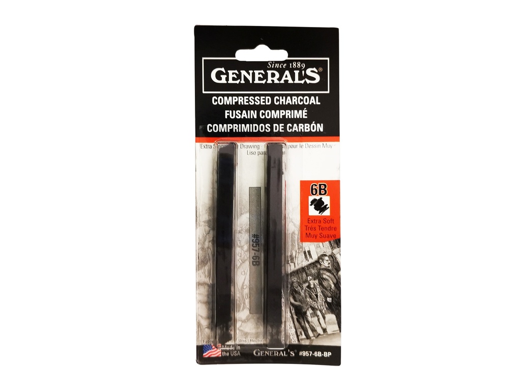 General Compressed Charcoal 2pk 6B