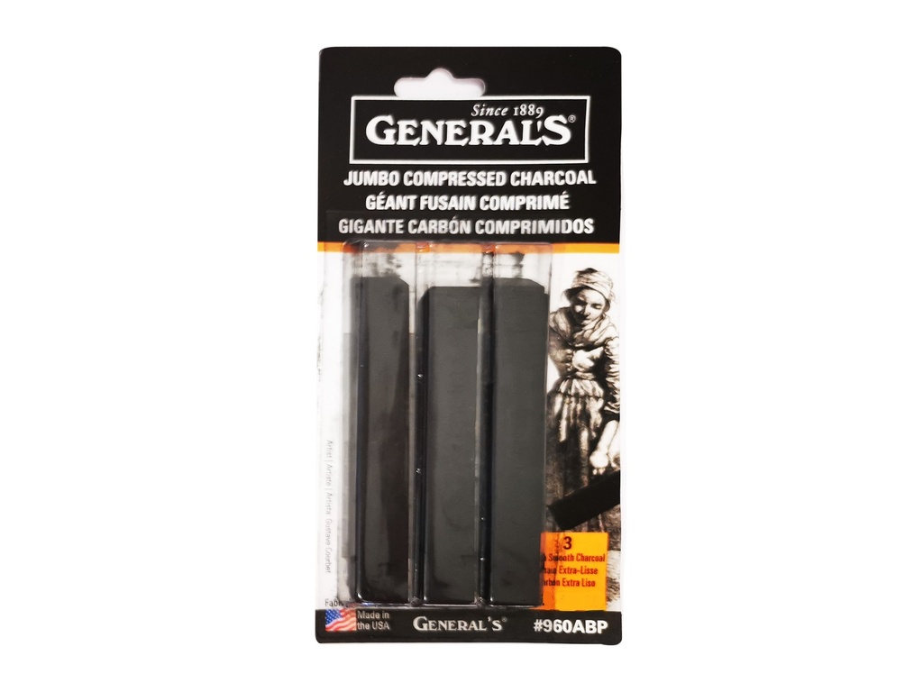 General Compressed Charcoal Jumbo 6B 3pk