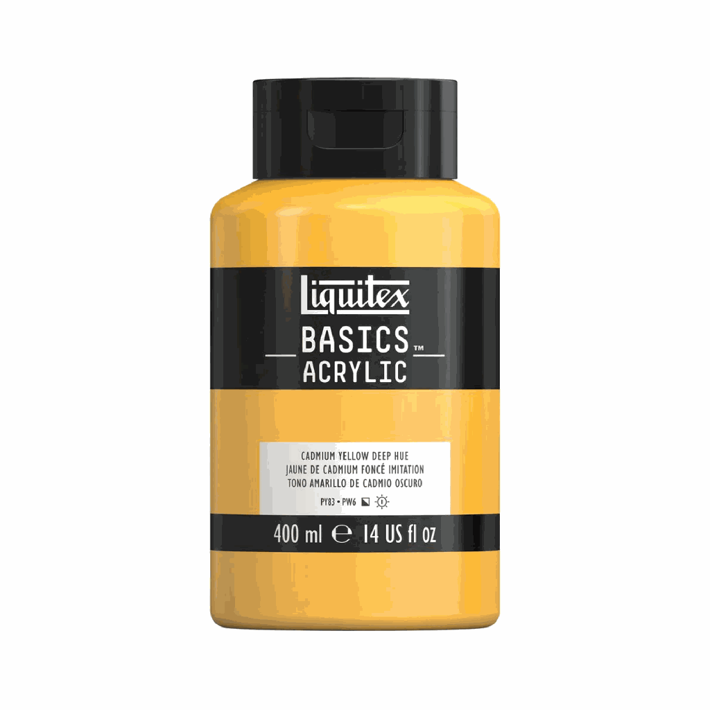 Liquitex Basics Acrylic 400ml Jar Cadmium Yellow Deep Hue *ND*