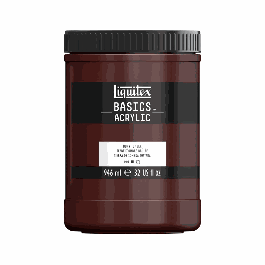 Liquitex BASICS Acrylic 946ml Jar Burnt Umber *ND*