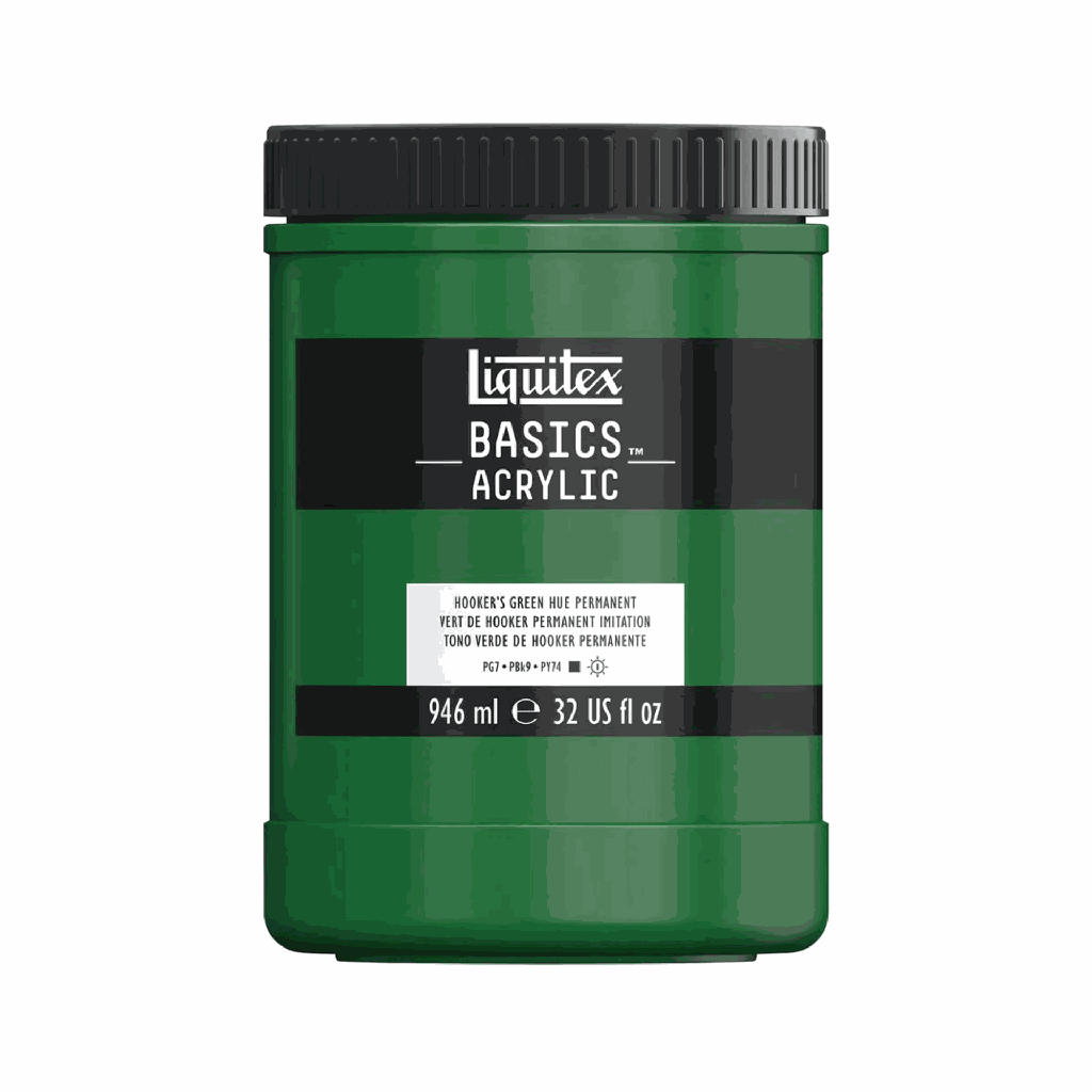 Liquitex BASICS Acrylic 946ml Jar Hooker’s Green Hue Permanent *ND*