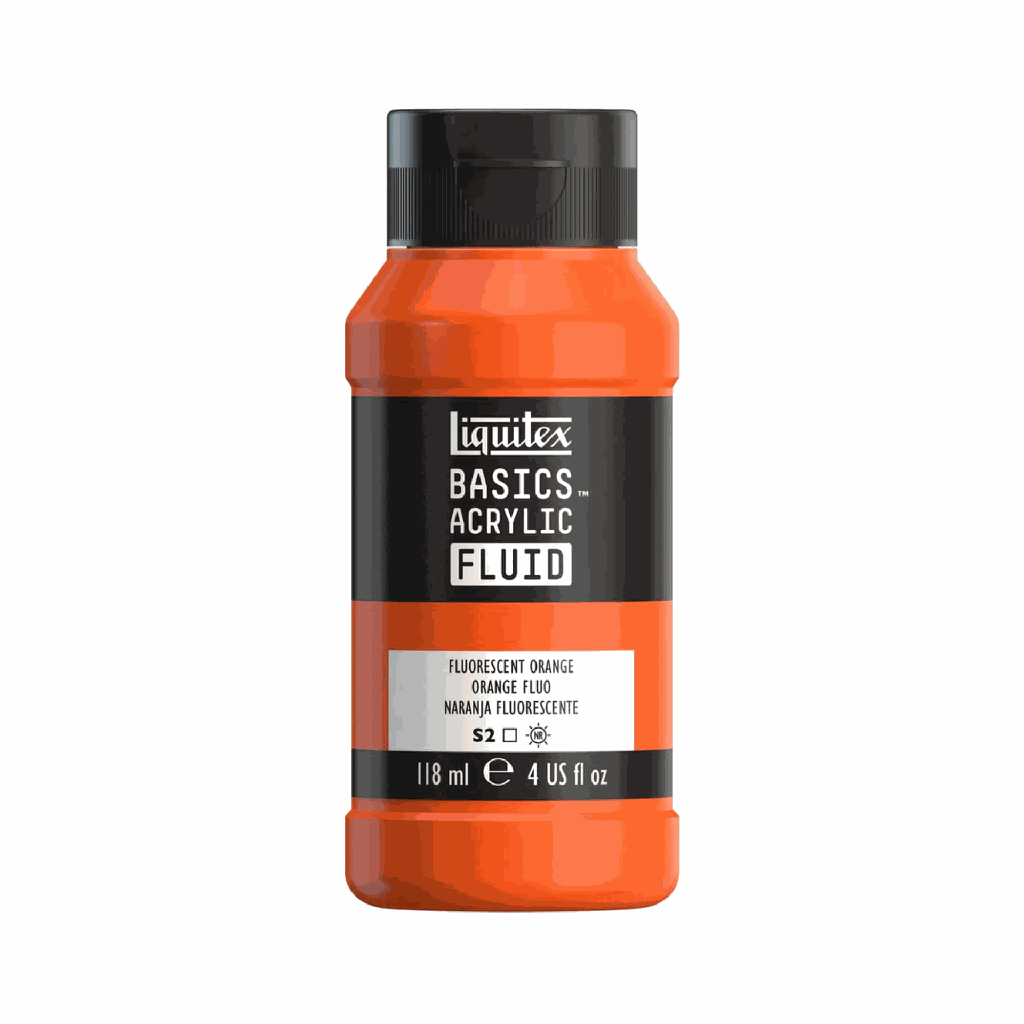 Liquitex Basics Fluid Acrylic 4oz Fluorescent Orange **ND**