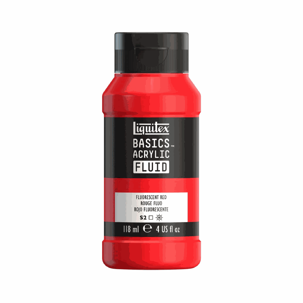 Liquitex Basics Fluid Acrylic 4oz Fluorescent Red **ND**