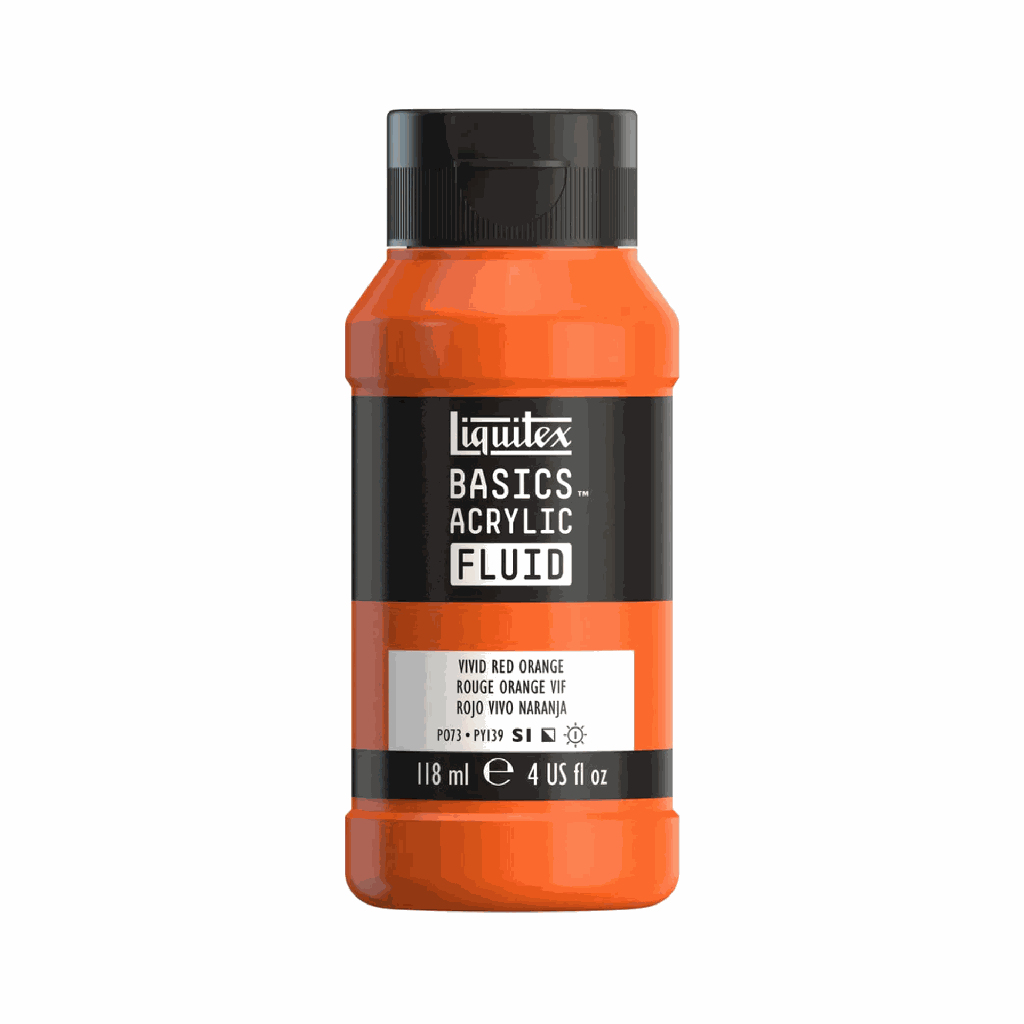 Liquitex Basics Fluid Acrylic 4oz Vivid Red Orange **ND**