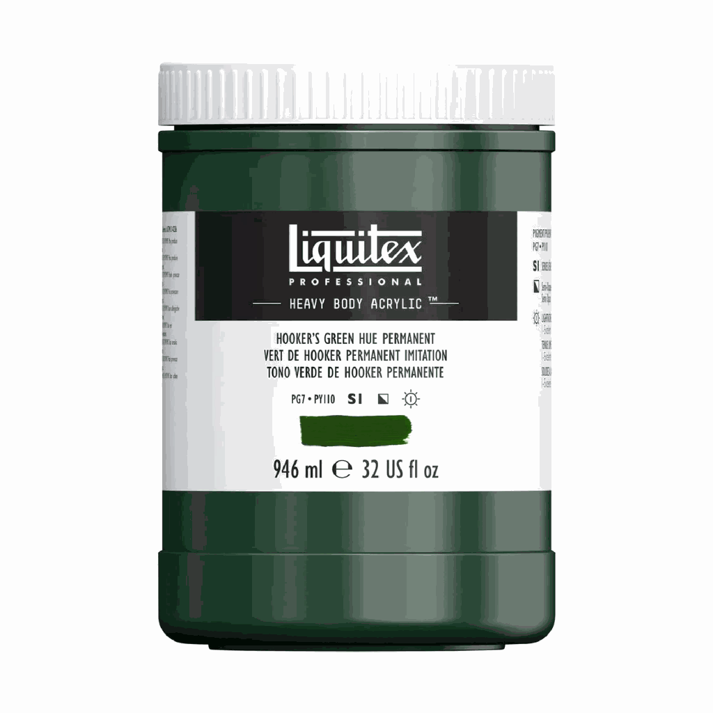 Liquitex Heavy Body Acrylic 32oz Jar Hookers Green Hue Permanent S1 **ND**
