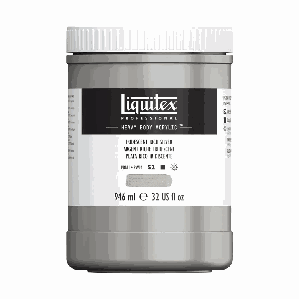 Liquitex Heavy Body Acrylic 32oz Jar Iridescent Rich Silver S2 **ND**