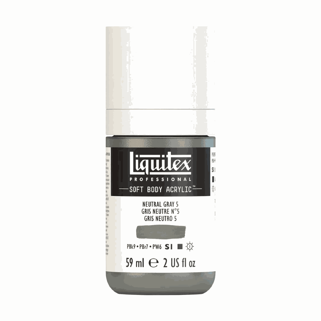 Liquitex Soft Body Acrylic 2oz. Jar Neutral Grey 5 S1 **ND**
