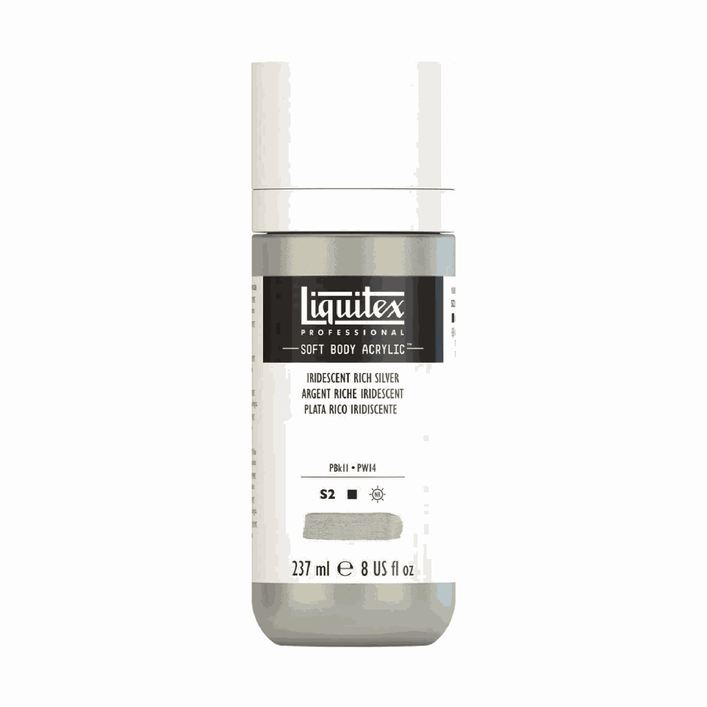 Liquitex Soft Body Acrylic 8oz. Jar Iridescent Rich Silver S2 **ND**
