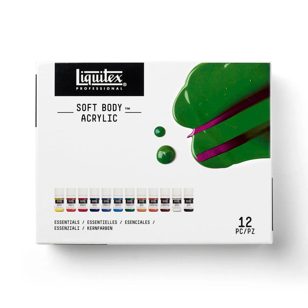 Liquitex Soft Body Acrylics 12x22ml Set Essentials **ND**