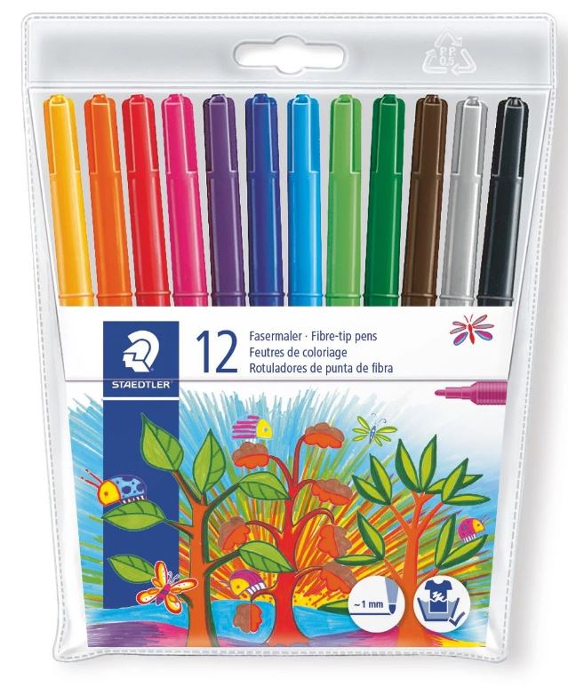 Markers Fibre Tipped Pens Staedtler 12 Pack