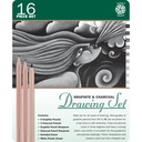 Pentalic Graphite & Charcoal Drawing Tin 16pc Set