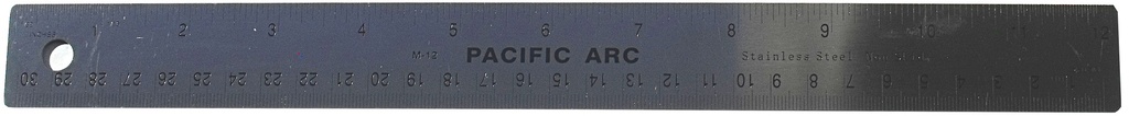 Pacific Arc Ruler Stainless Non-skid Rubber Metric 12"