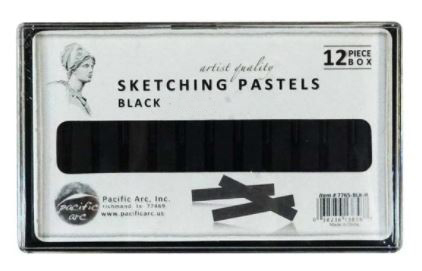 Pacific Arc Sketching Pastels Artists Quality 12pc Black Medium