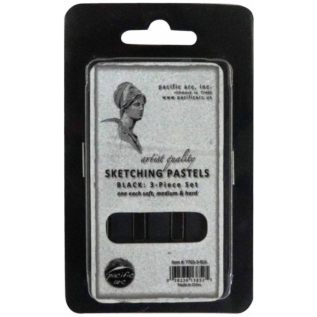 Pacific Arc Sketching Pastels Black 3 Pc Set (S,M,H)