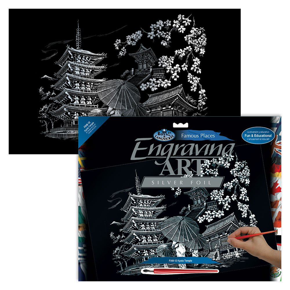 Royal & Langnickel Engraving Art Famous Places Silver Kyoto Temple