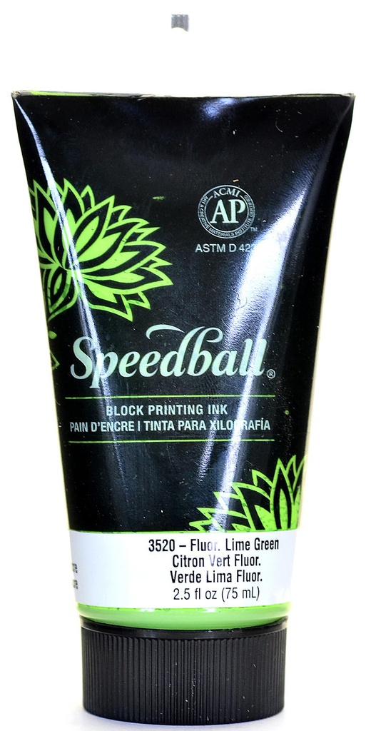 Speedball Water-Soluble Block Printing Ink 2.5oz Fluorescent Lime Green