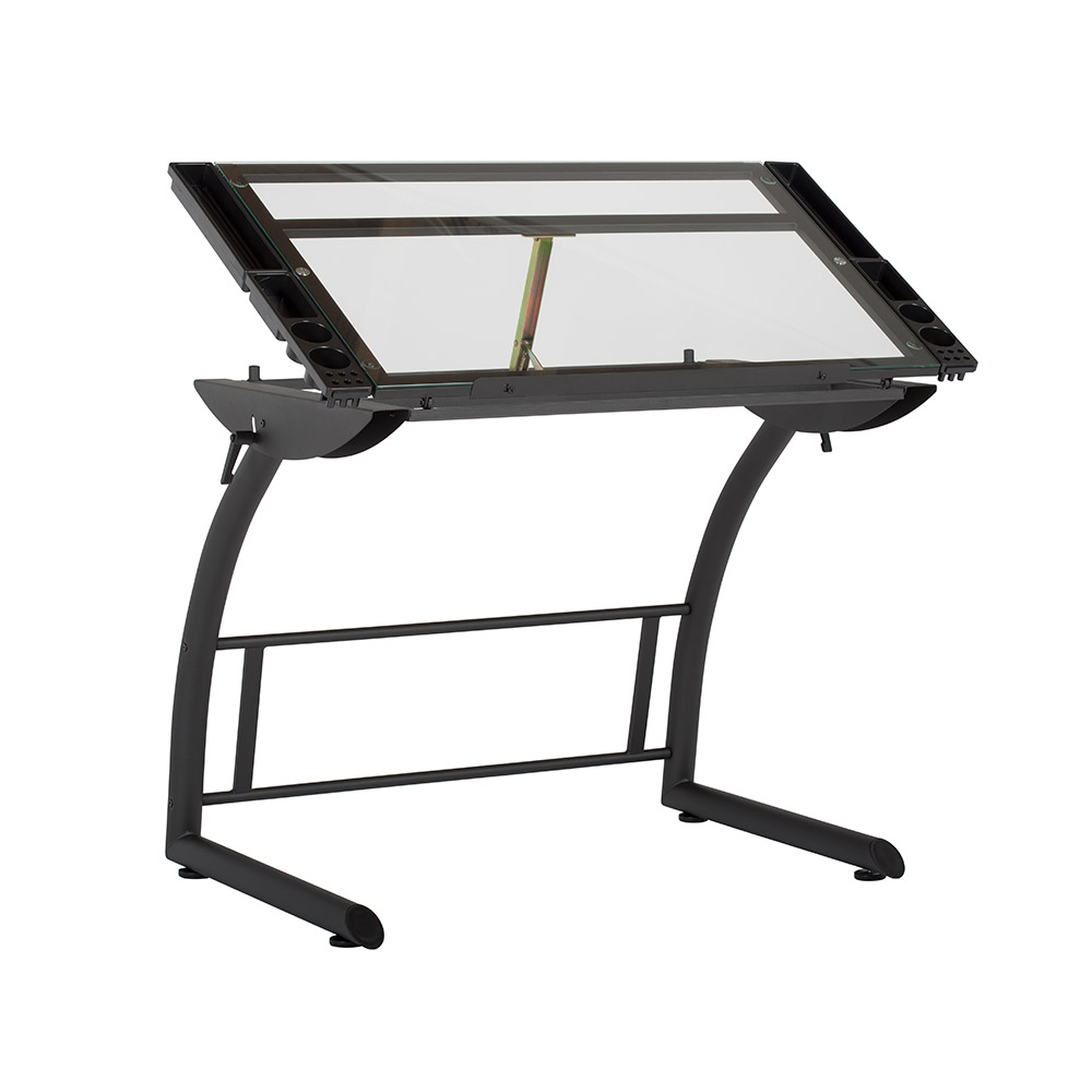 Studio Designs TriFlex Drawing Table Charcoal/Clear Glass