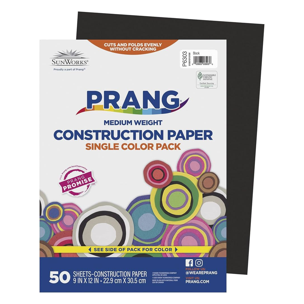 SunWorks Const. Paper 9"x12" 50shts Black