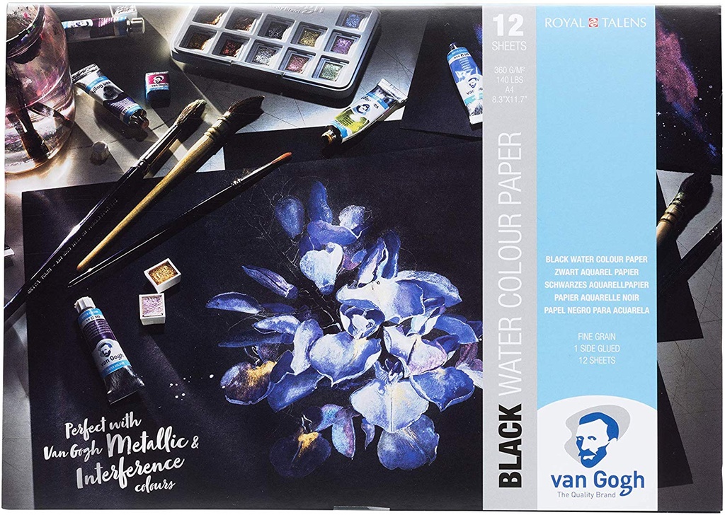 Van Gogh Watercolour Pad Black 140lb A4 12shts