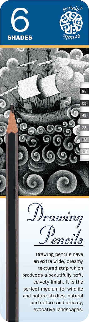 Pentalic Drawing Pencil Tin 6pc Set