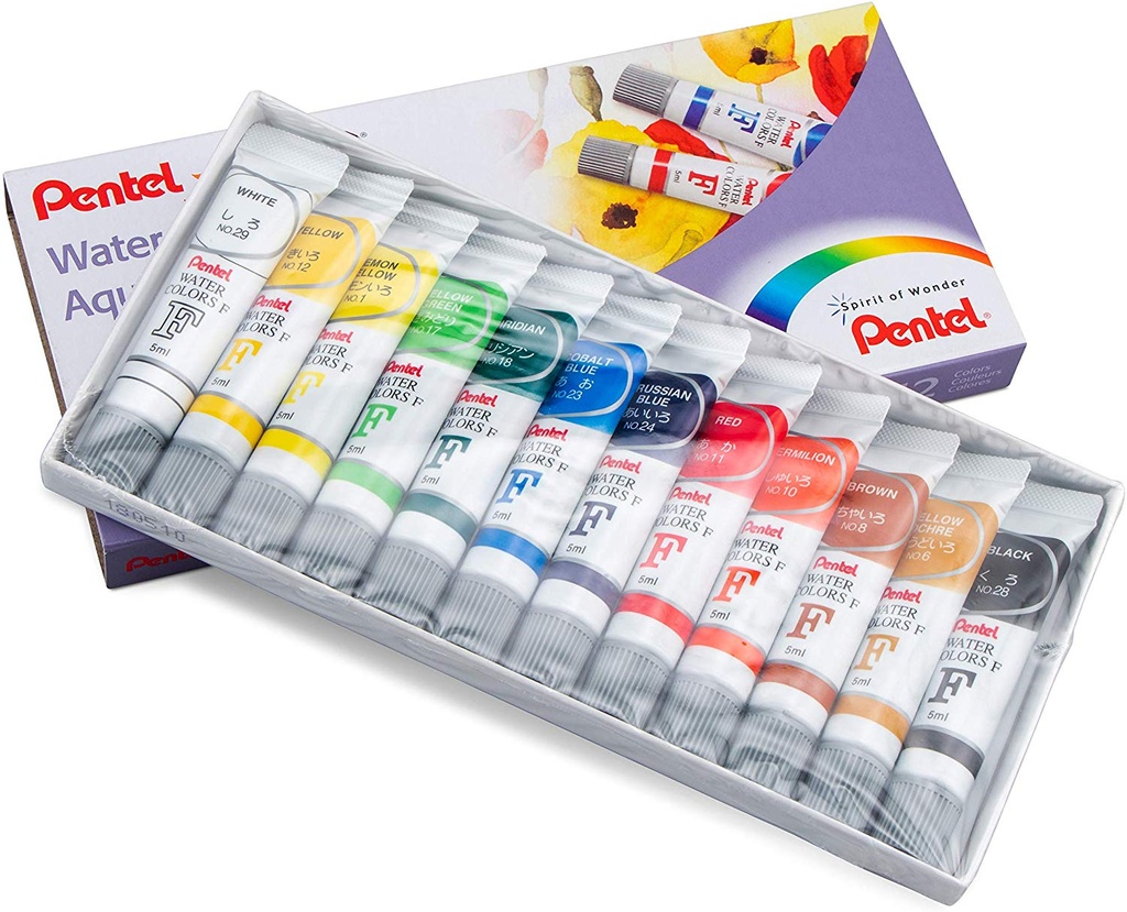 Pentel Watercolours 12 Colour Set (WFRS-12) Replaces HTW-12