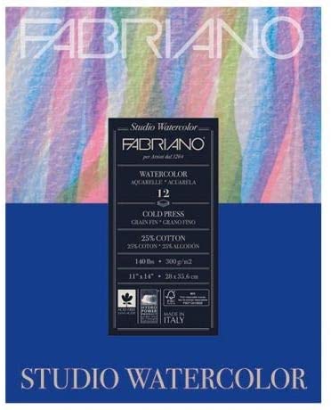 Fabriano Studio Watercolour Pad 140lb Cold Pr Press 11"x14" 50 Shts $80 Value ND