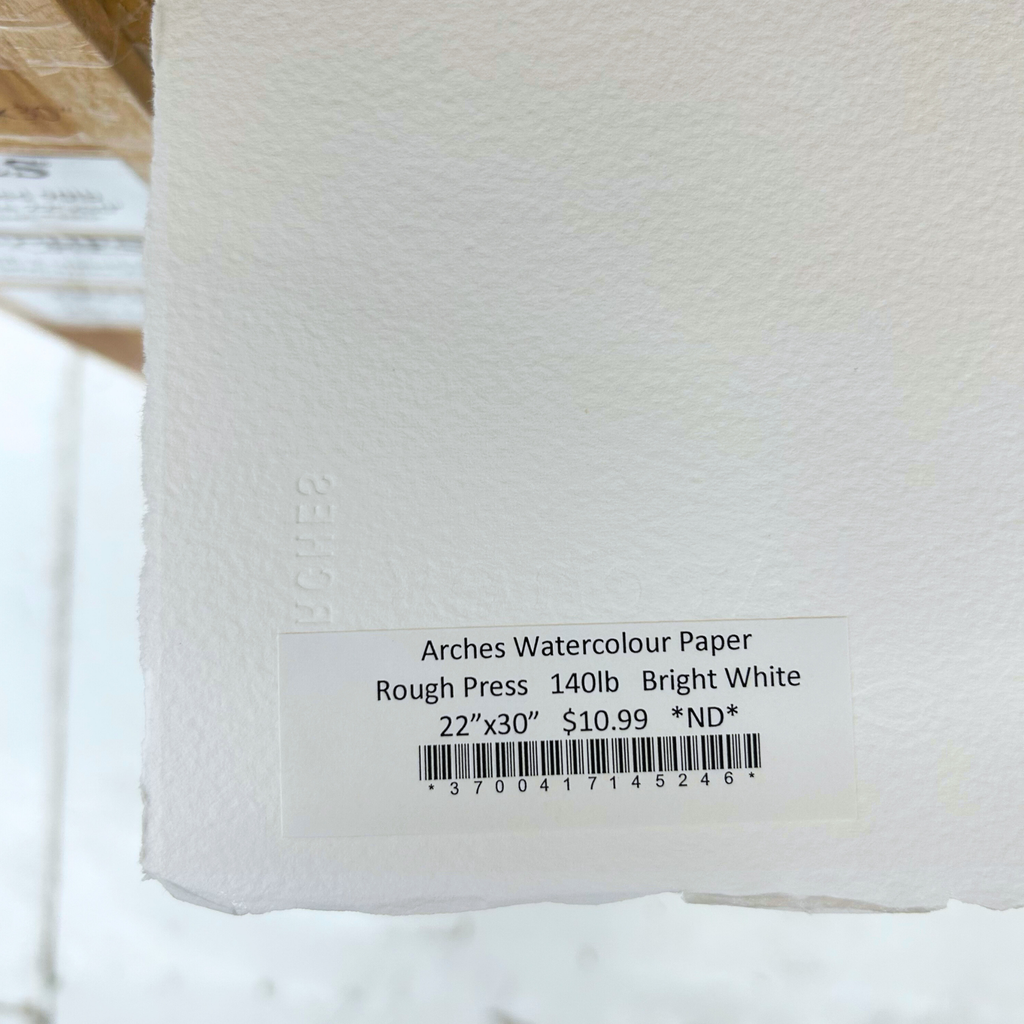 Arches Watercolour Paper RP 140lb Bright White 22" x 30" **ND**