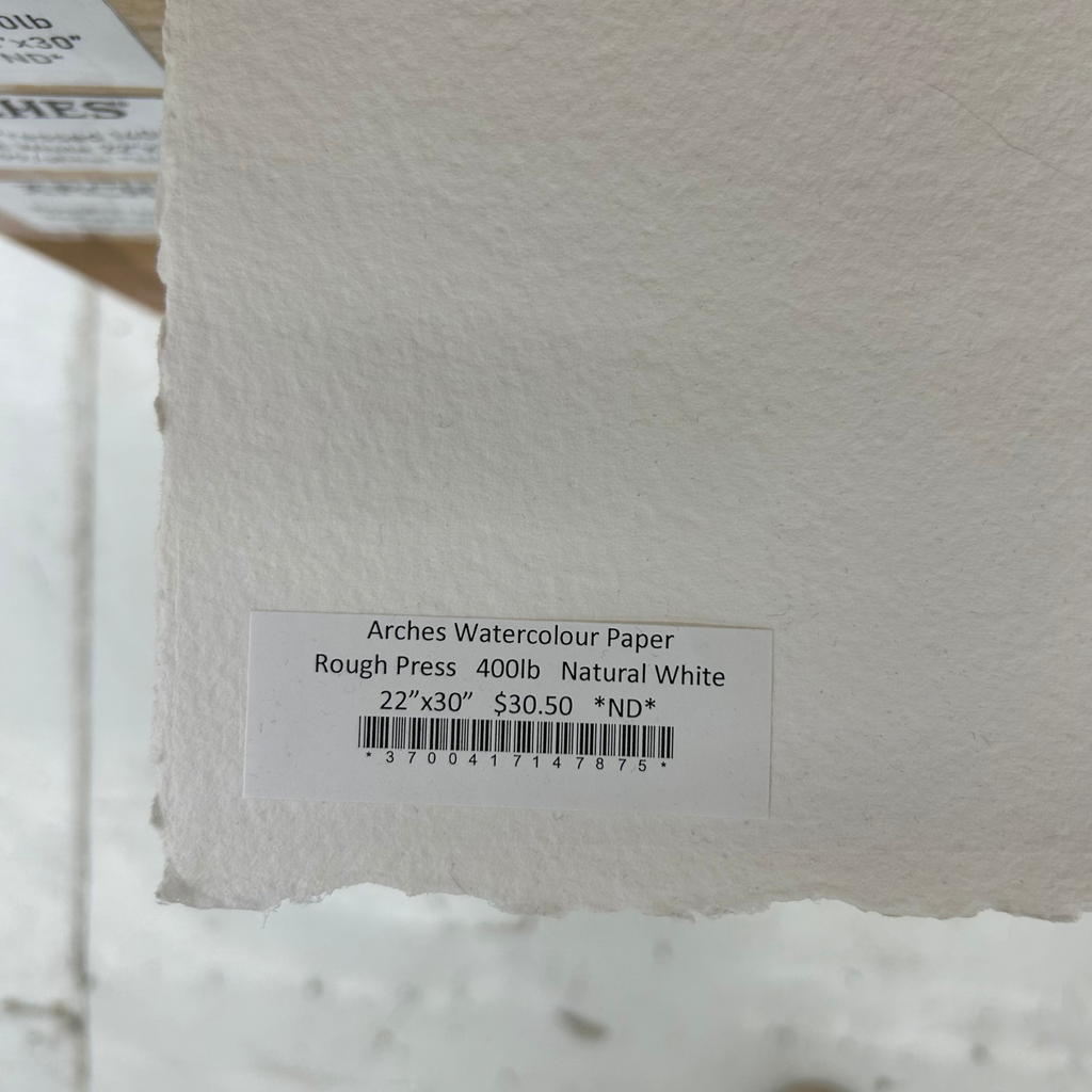 Arches Watercolour Paper RP 400lb Natural White 22"x30" **ND**